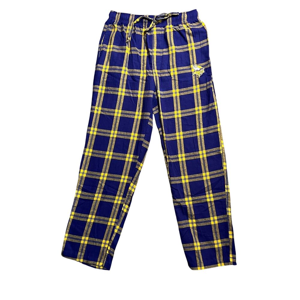 MN Vikings Flannel Lounge Pants Plaid Purple Yellow M